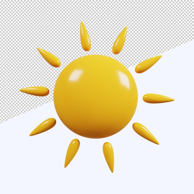 PSD sun icon meteorological sign 3d render