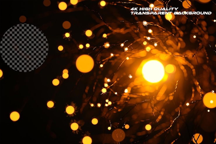 PSD sun in the night fairy light on transparent background