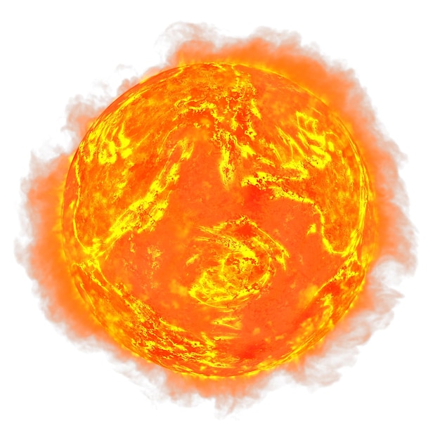 Sun isolated transparent background 3d rendering
