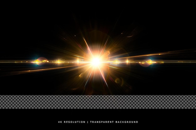 Sun lens flare on transparent background