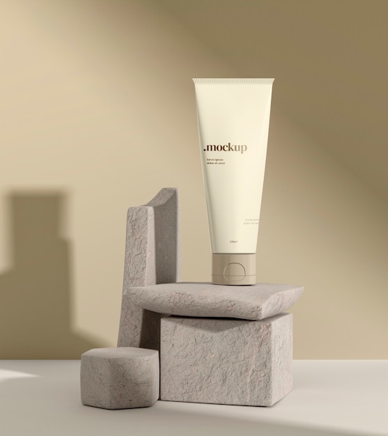 Sun protection cream mock-up with packaging