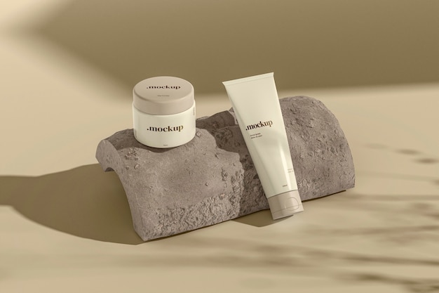 Sun protection cream mock-up with packaging