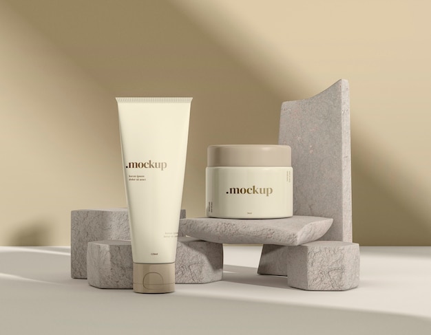 Sun protection cream mock-up with packaging