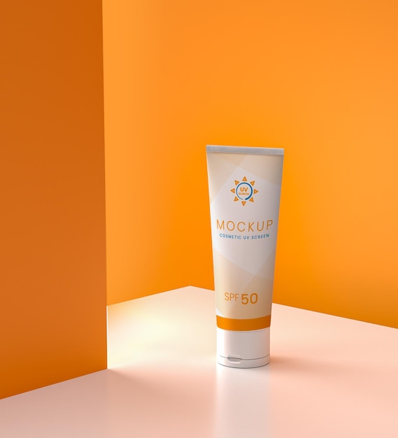 PSD sun screen cream packaging mockup