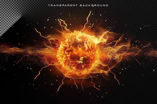 PSD sun solar fire explosion on transparent background