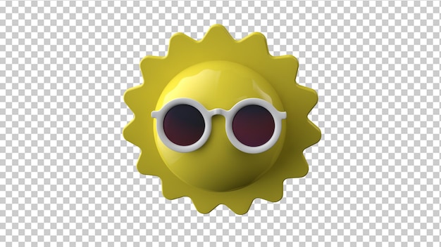 PSD sun in sunglasses 3d rendering