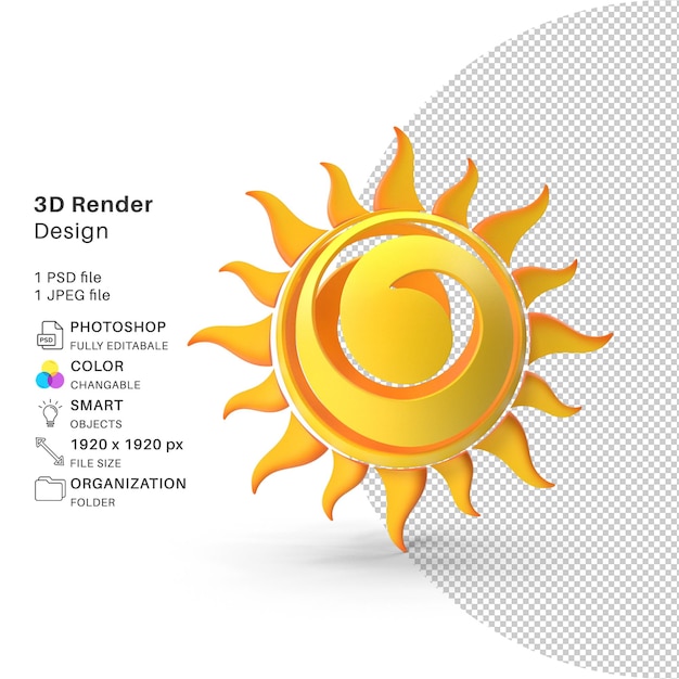 PSD a sun symbol for 3d and digital images.