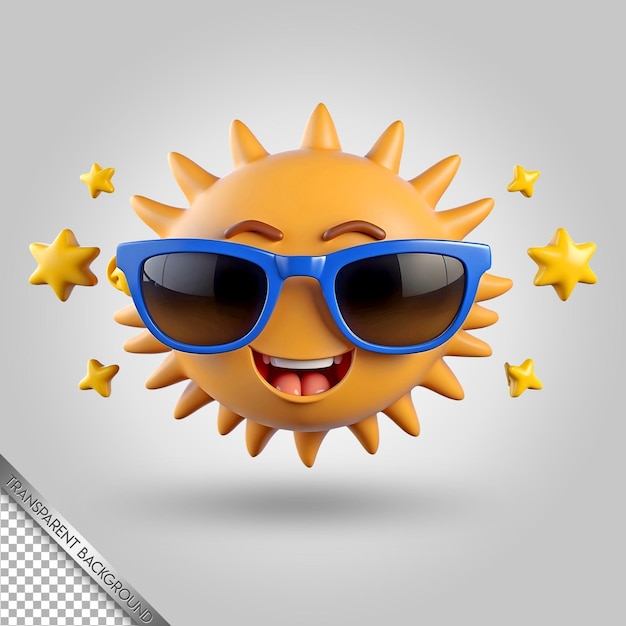 PSD a sun wearing sunglasses that says sun