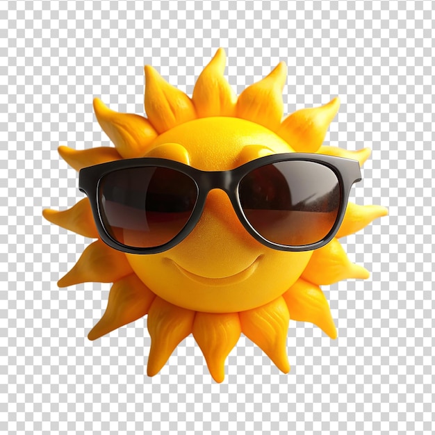 PSD sole con gli occhiali da sole su uno sfondo trasparente