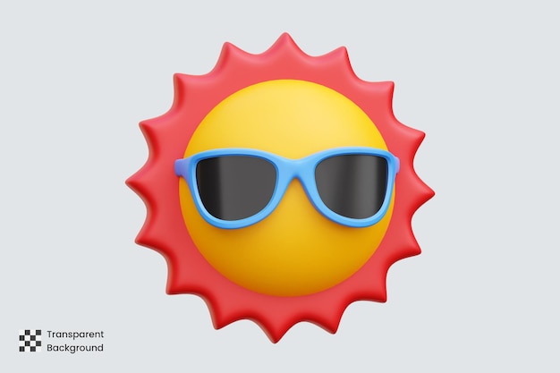 Sun with glasses 3d icon illustrations