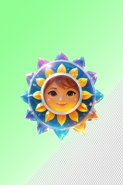 PSD a sun with a sun on it and a girl in a sunflower