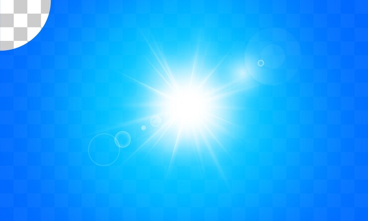 PSD 太陽光線と青空に光る