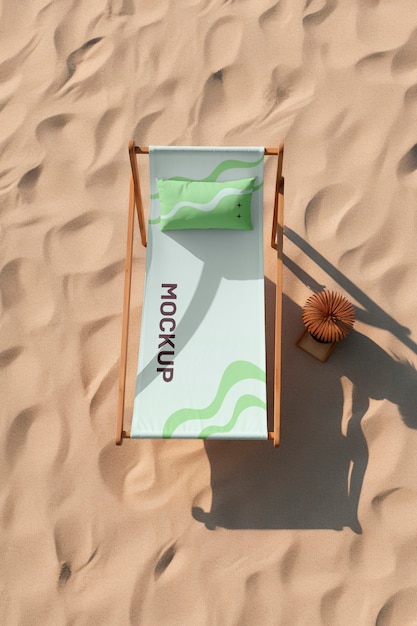 PSD sunbed mockup design near pool