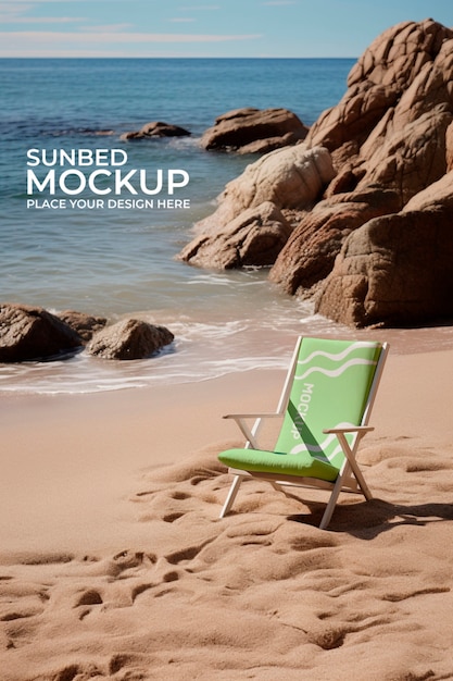 PSD sunbed mockup design near pool