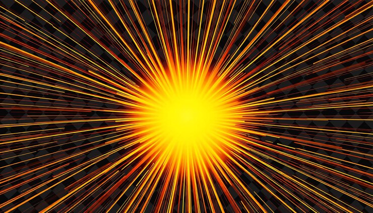 PSD sunburst rays radiates brightly blending golden yellow and wa y2k inspired neon background