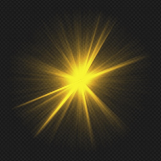 PSD a sunburst with yellow rays isolated on transparent background