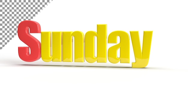 sunday 3d rendering calendar concepts name of the day in the week