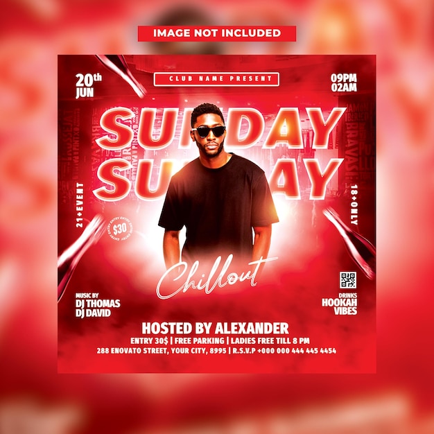 Флаер на мероприятие Sunday Chillout Night Club