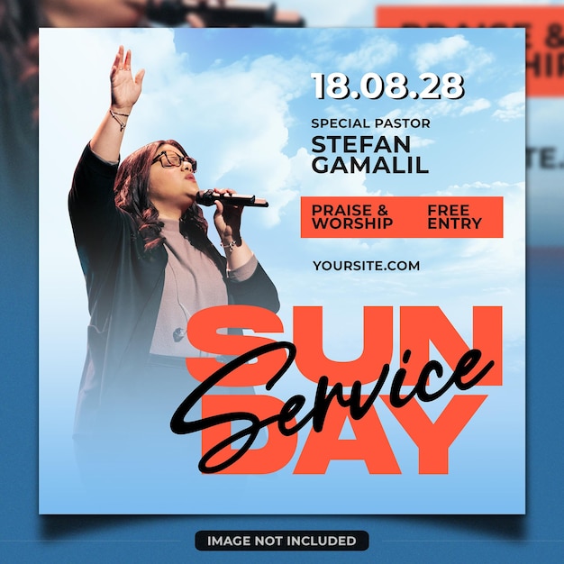 PSD sunday church conference social media template web banner