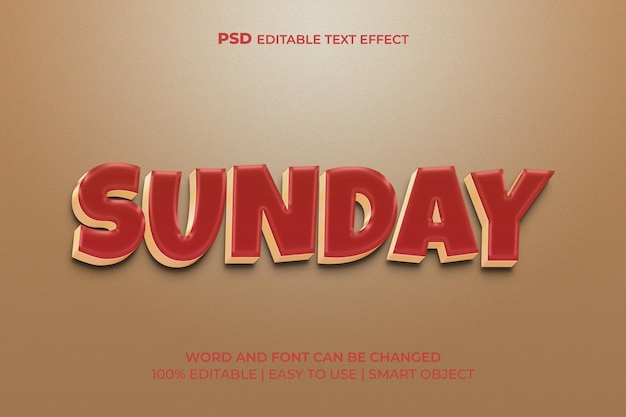 PSD sunday editable psd text effect