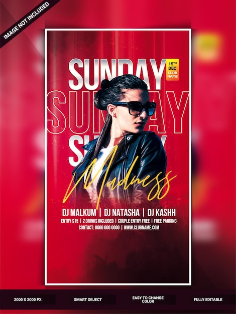 Sunday madness club party instagram web banner template