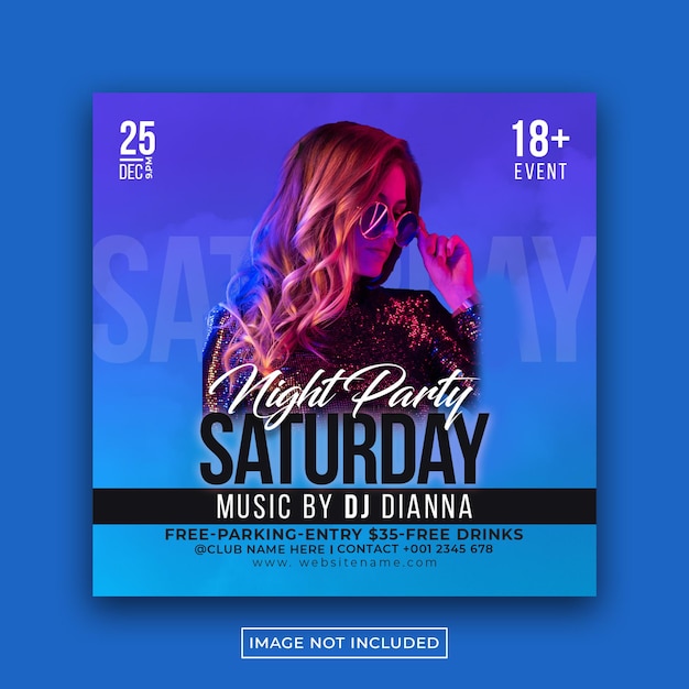 PSD sunday night club party flyer and social media post template design