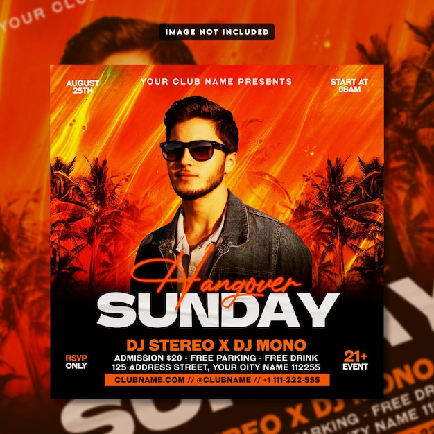 Sunday night club party flyer template