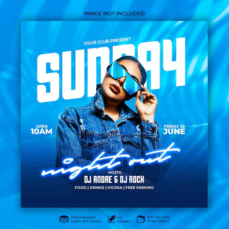 PSD sunday night out club flyer sjabloon