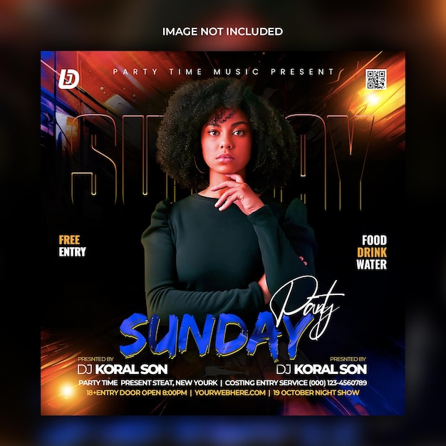 PSD sunday party flyer design template