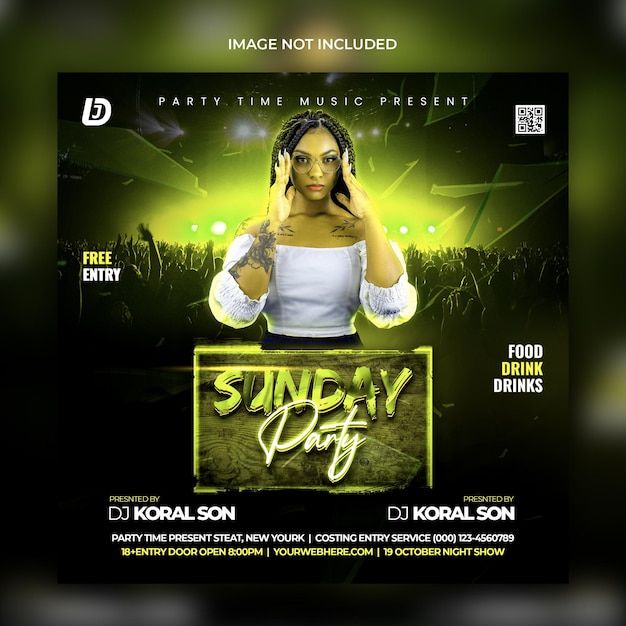 Sunday party flyer ontwerp sjabloon