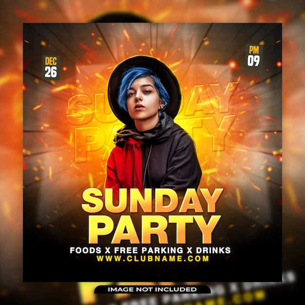 Sunday party social media post template