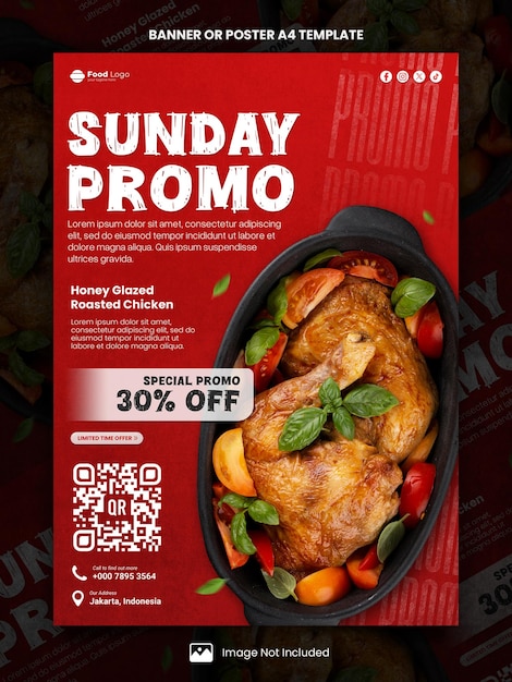 PSD sunday promo food menu poster a4 lub szablon banerów