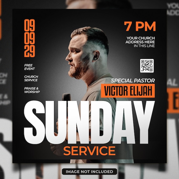 PSD sunday service praise and worship church banner template invitation