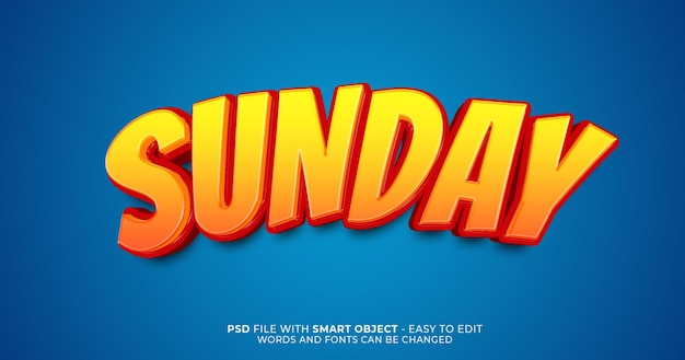 Sunday text effect 3d style