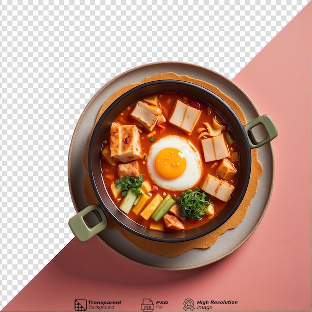 Sundubu jjigae korean food isolated on transparent background