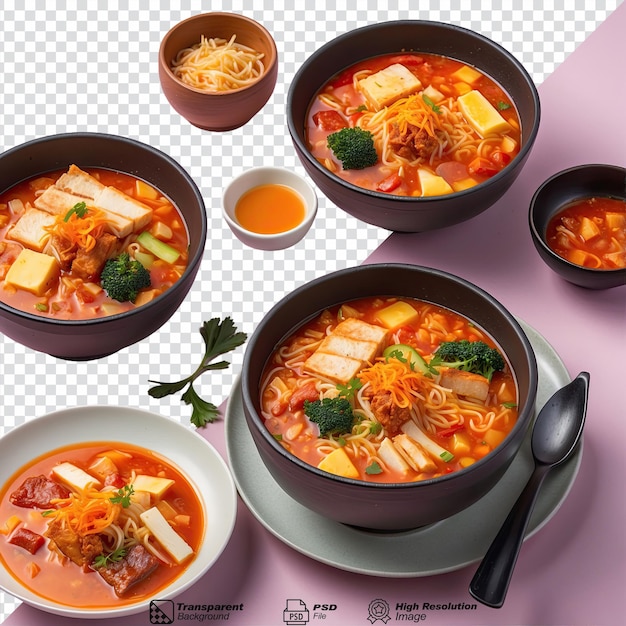 Sundubu jjigae korean food isolated on transparent background