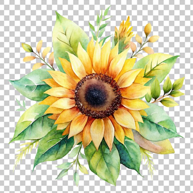 PSD sunflower border floral frame on transparent background