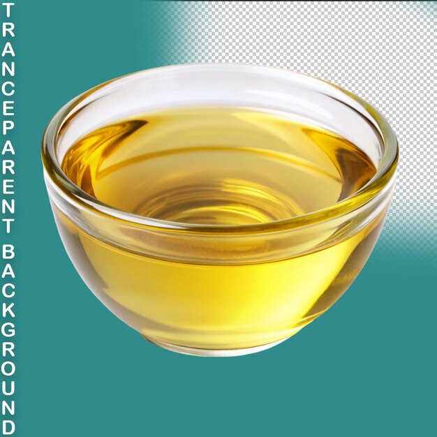 PSD sunflower and bowl of cooking oil on transparent isolated background