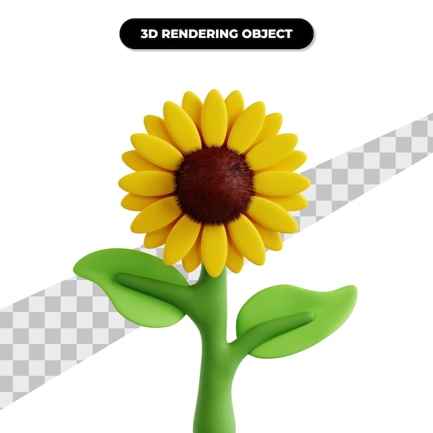 PSD illustrazione dell'icona 3d del fiore di girasole