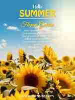 PSD 해바라기 정원 포스터 여름 템플릿