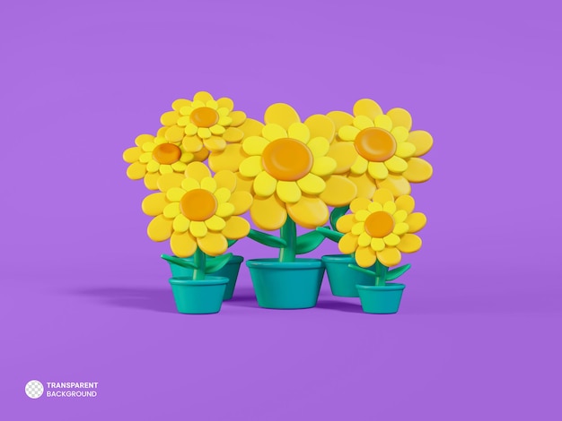 PSD sunflower icon isolated 3d render illustration