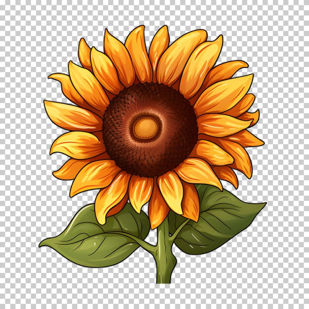 PSD sunflower illustration on transparent background