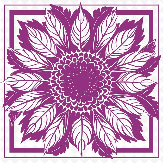 PSD sunflower line art con petali e foglie per decorazioni in creative outline scribble collections