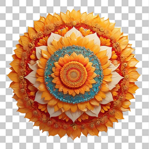 PSD mandala di girasole su sfondo trasparente