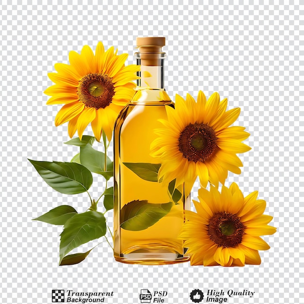 PSD olio di girasole in vetro isolato su sfondo trasparente