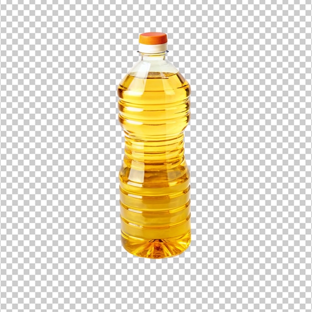 PSD sunflower oil in plastic bottle isolated on transparent background