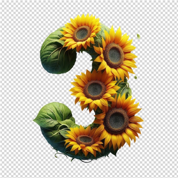 PSD a sunflower with the number 2 on it