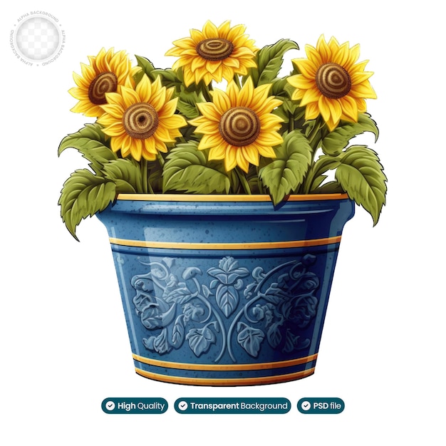 PSD sunflowers in pots