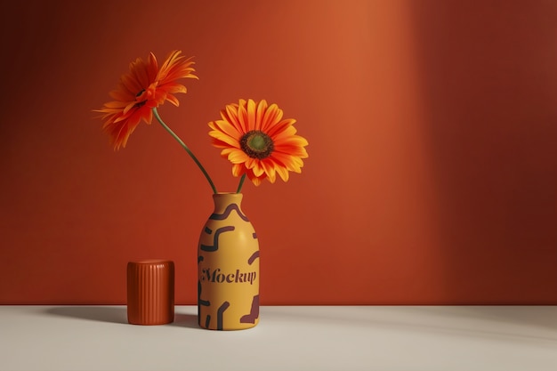 Sunflowers in vase mockup