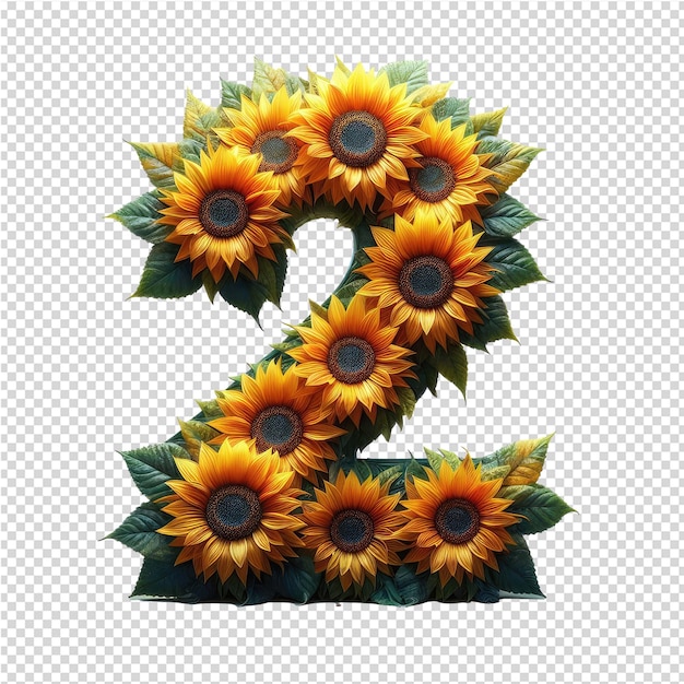 Girasoli con un numero 2 sopra